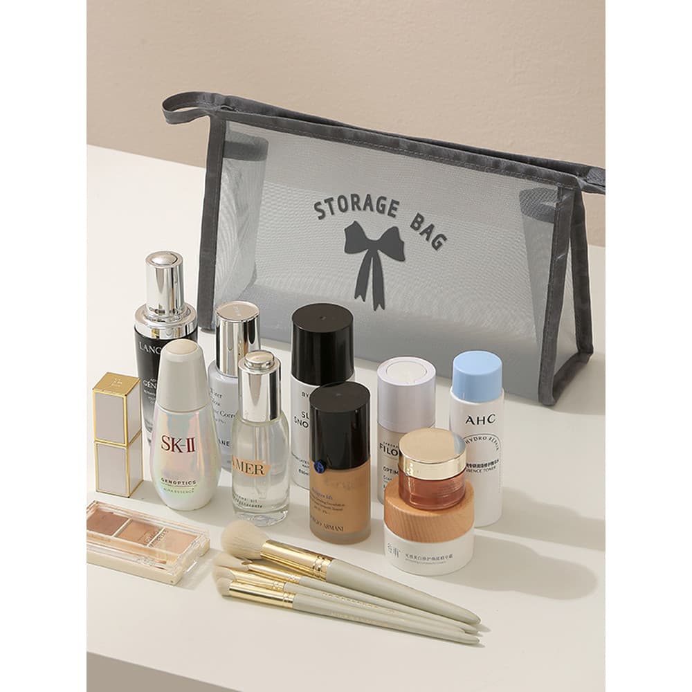 Triângulo gaze saco cosmético transparente maleta saco de higiene pessoal cuidados com a pele produto saco de armazename