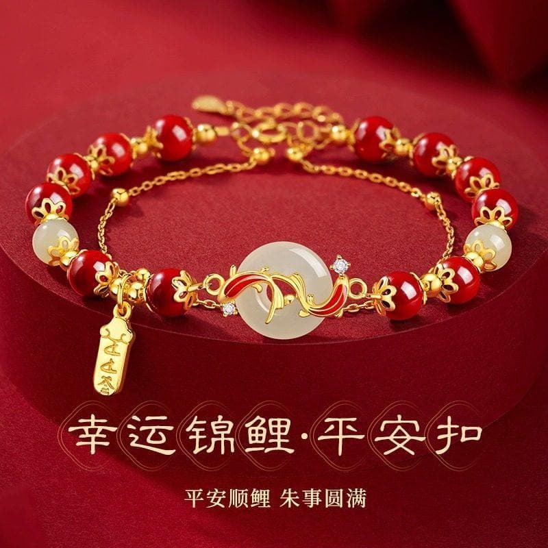 Red Koi fivela segura pulseira feminina 2026 novo estilo empilhado pulseira ano novo chinês presente de aniversário prát