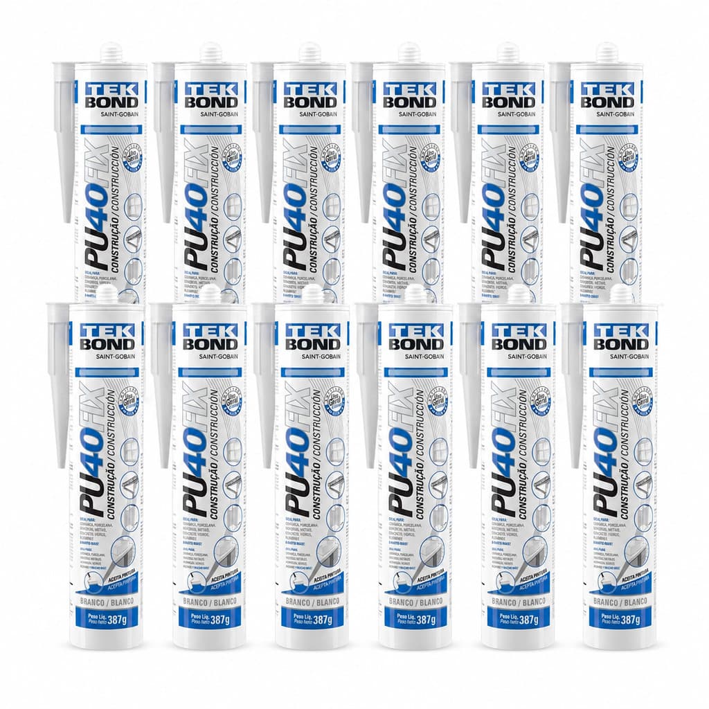 Kit 12 Cola PU 40 Selante 280Ml 387G Branco Tekbond