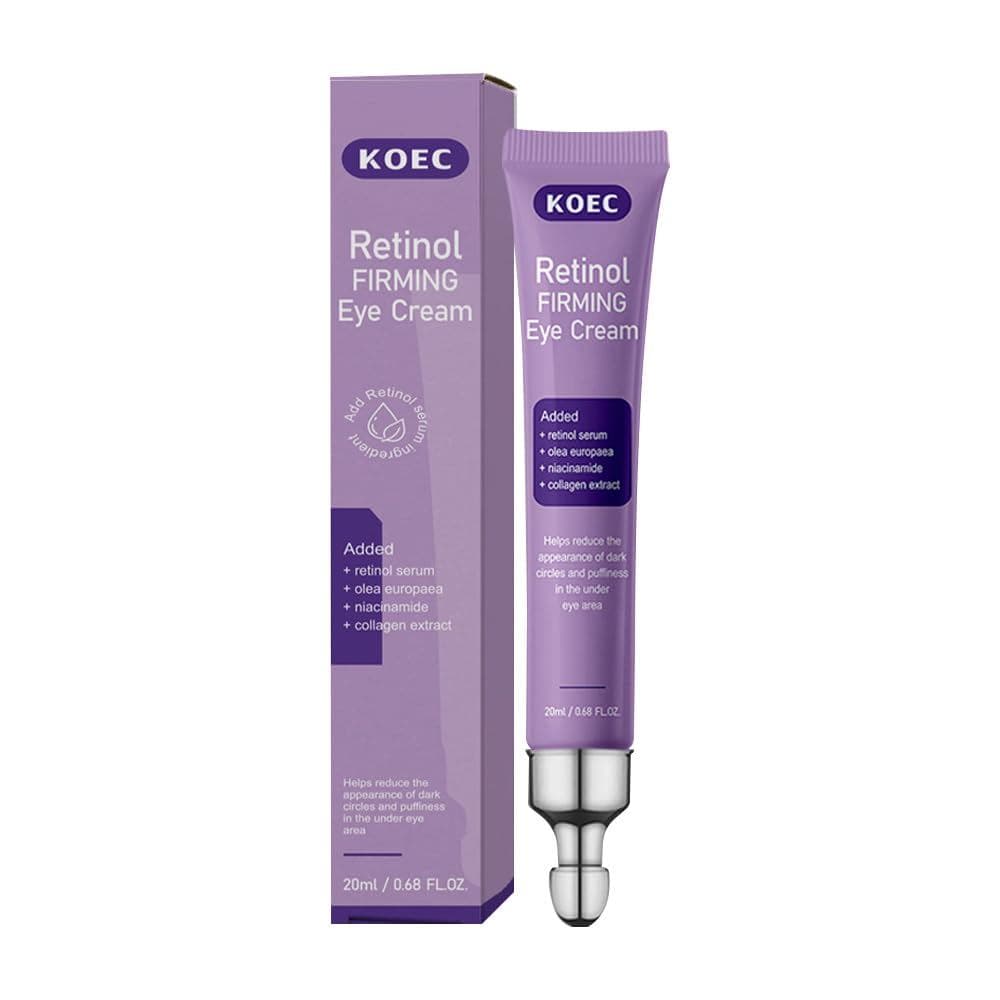 Creme para Olhos Firmador com Retinol KOEC para Olheiras, Inchaço e Rugas, Creme para a Área dos Olhos com Rolo de Massa