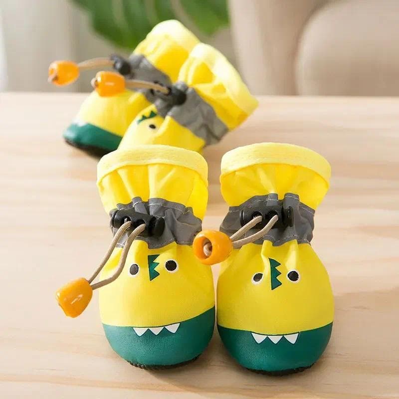 4 Pc/Set Pet Cão Sapatos De Chuva Anti Deslizamento À Prova Dwaterproof Água Gato Sapato Botas De Borracha Forma Crocodi