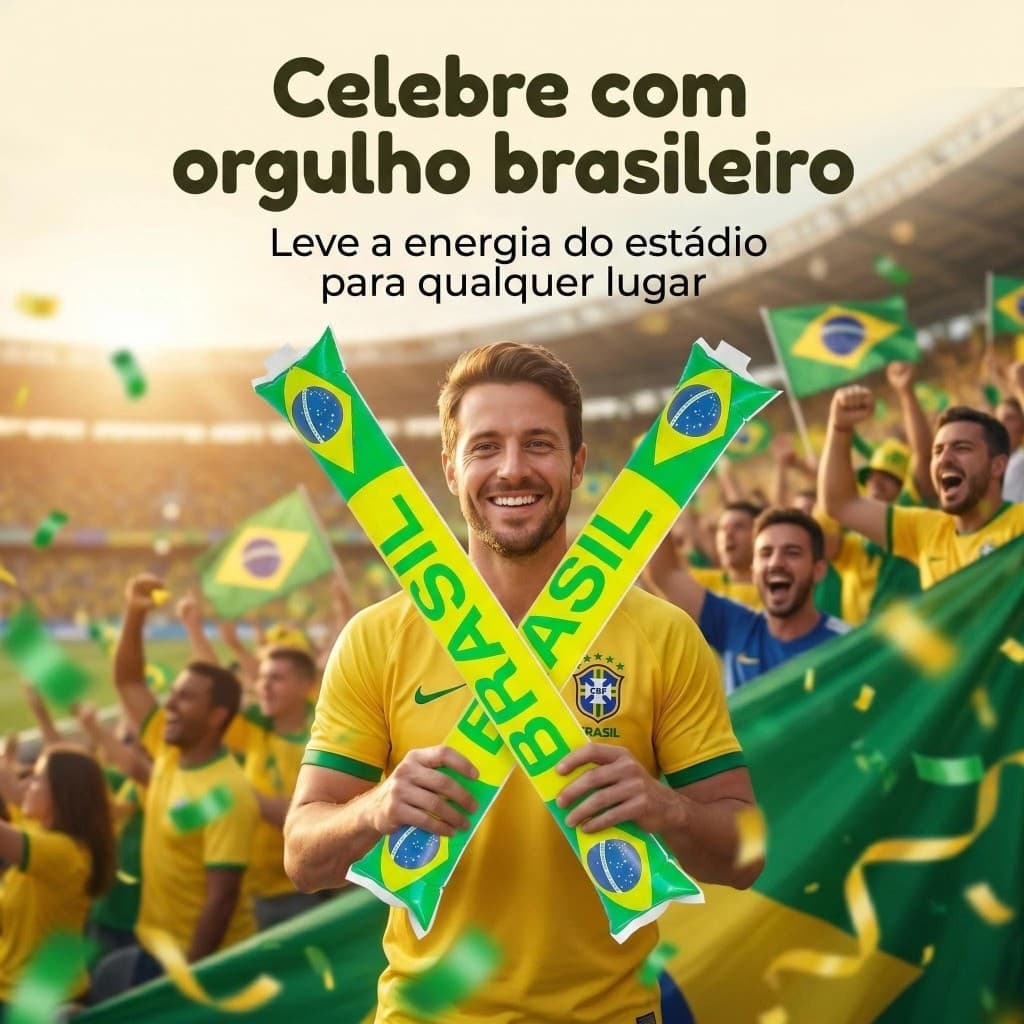 Bastão Inflável Brasil Festa Copa do Mundo Acessório para Festas