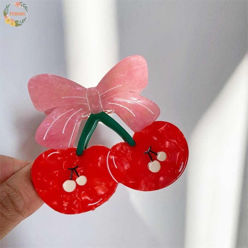 PEEWANY1 Garra De Cabelo Cereja , Pinça De Frutas De Ácido Acético Estilo Coreano , Clipe De Tubarão Geométrico Vermelho