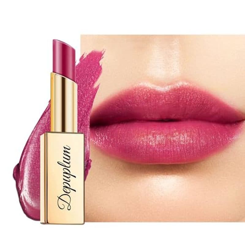Depuplum Batons Vermelhos Escuros Para Mulheres Batom Metálico De Longa Duração Shimmer Lip Gloss Metal Shine Glitter À