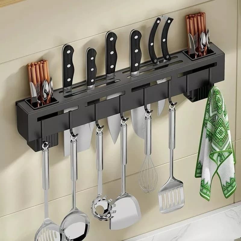 Suporte Organizador Utensílios Cozinha Ganchos Colher Espátula Tesoura Porta Talheres