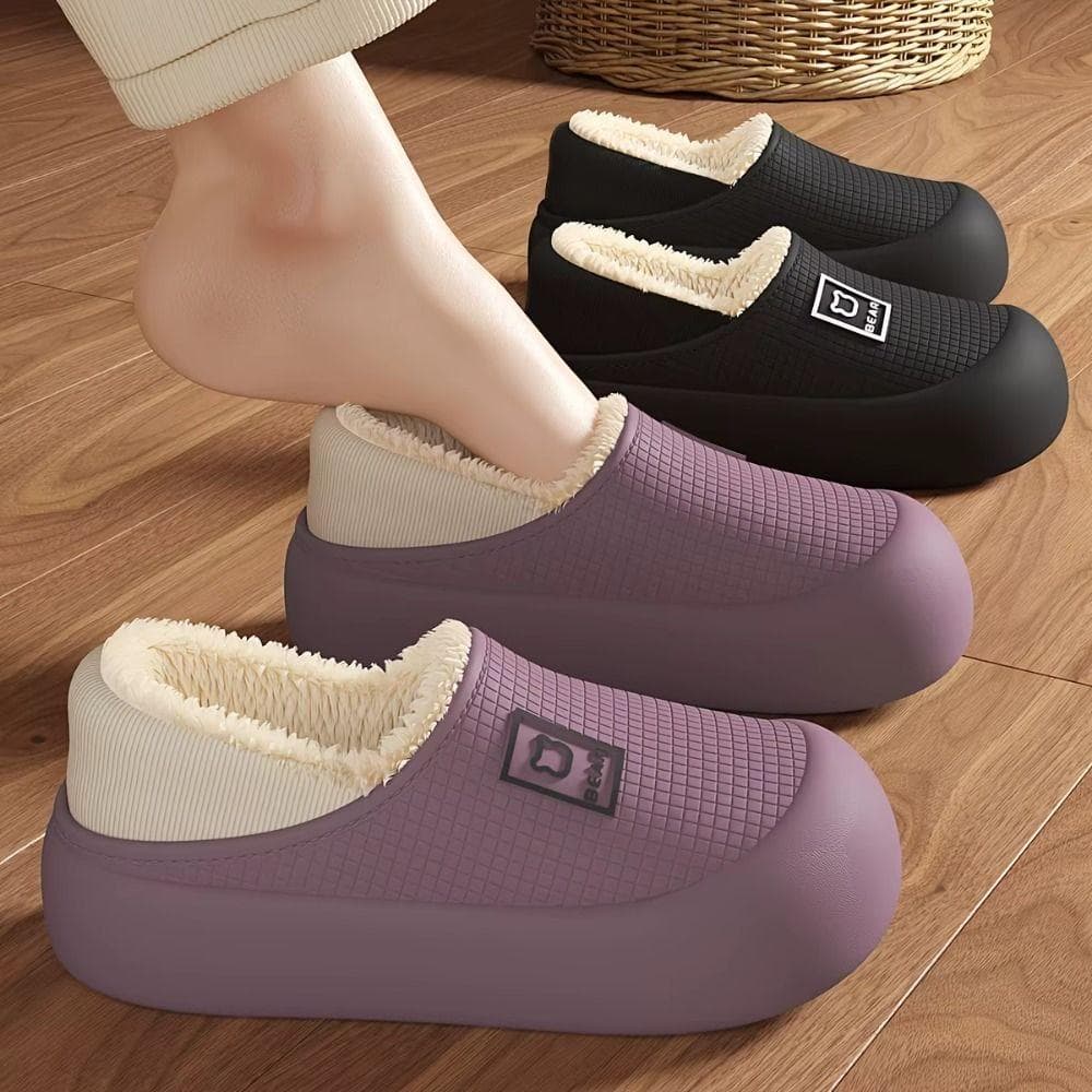 PEONYQ Chinelos Femininos , De Inverno Aconchegantes Com Sola Grossa Forrados De Lã , Sapatos Antiderrapantes E Fofos Qu