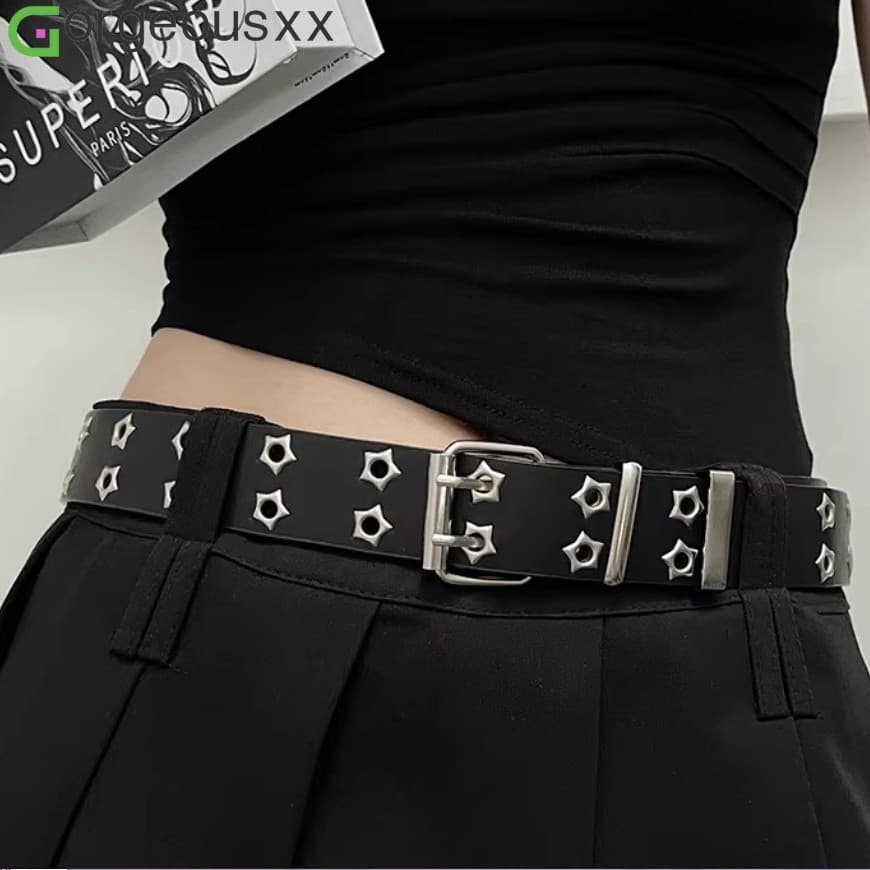 [Gorgeousxx] Cinto De Couro Poroso Estrela Y2K Para Mulheres Estilo Punk Saia Jeans Usa Acessórios