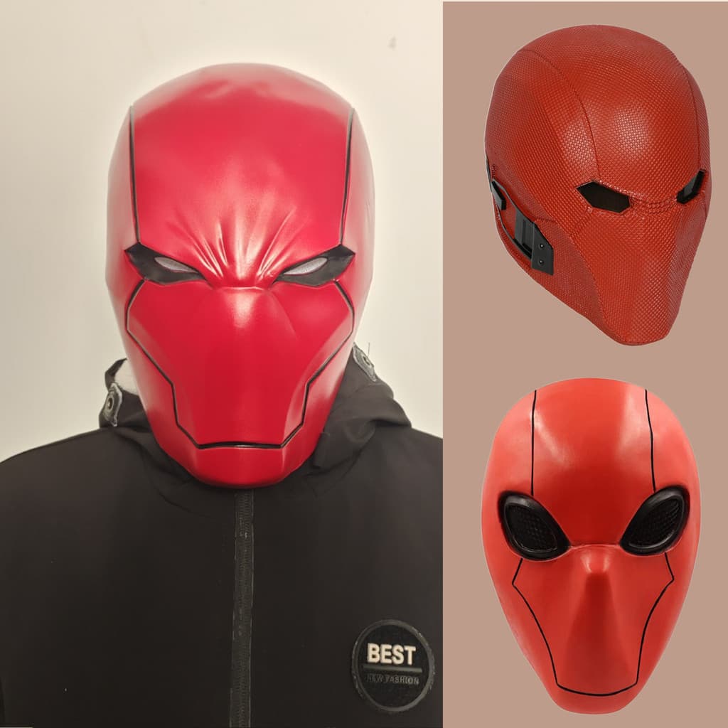 Máscara de Látex do Batman Capuz Vermelho Cosplay O Cavaleiro das Trevas Estilo Halloween QPAY