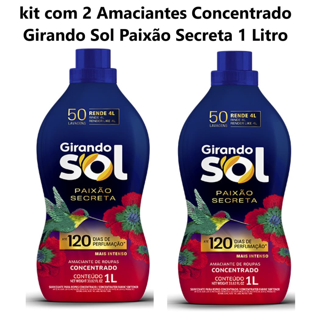 Kit com 2 Amaciante Roupa Concentrado 1 Lt Paixão Secreta