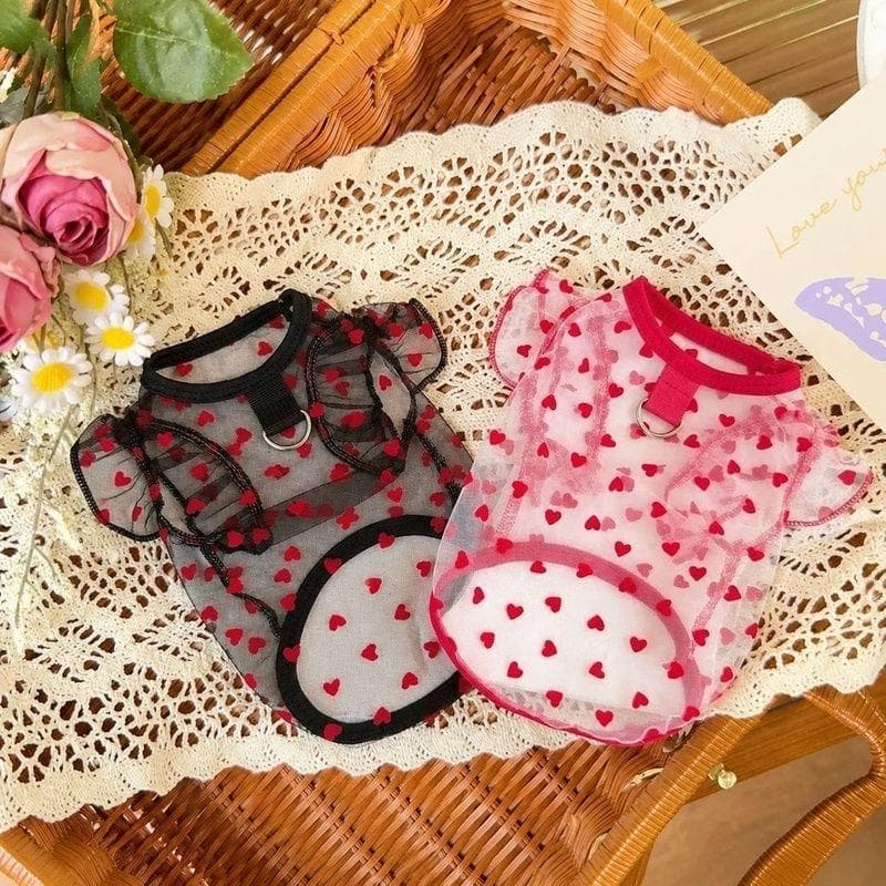 Primavera verão luz respirável anti-pele roupas para animais de estimação suprimentos amor confortável bonito estilo de