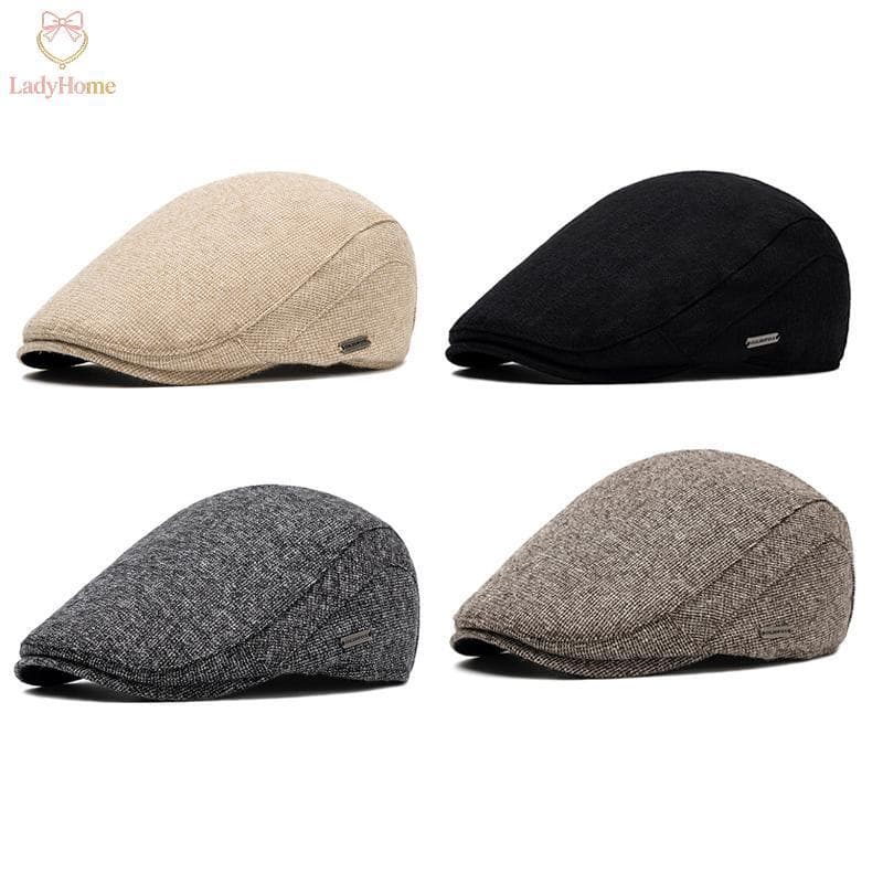 LADYH Outono Inverno Thi Quente Newsboy Bonés Masculino Boina Macia Chapéu Clássico Detetive Chapéus Retro Motorista Pla