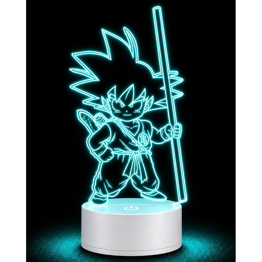 Luminária 3d Geek Goku Criança 3D Decoração Quarto Retrô Pc