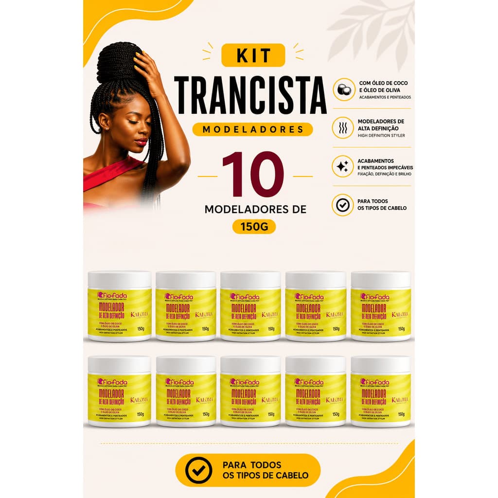 Combo 10 Pasta Modeladora Fio de Fada 150g Para Tranças Penteados Baby Hair Acabamento