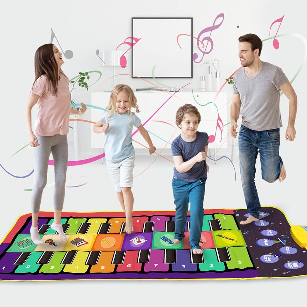 Tapete de piano multifuncional de duas fileiras com 4 peças YX8U CKWU