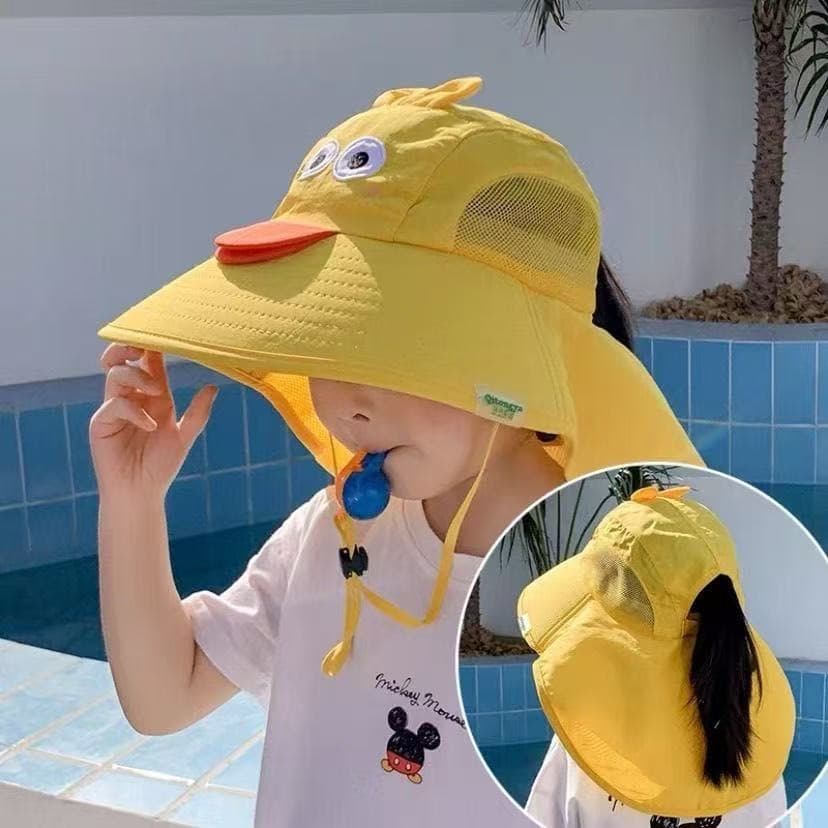 Crianças chapéu de sol verão meninos Anti-ultravioleta proteção de pescoço de aba grande oco topo xale chapéu meninas ch