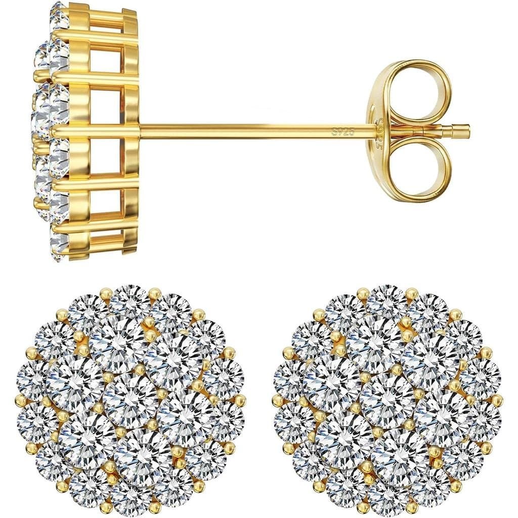 Brincos de Moissanite HELLOICE10MM em Prata Esterlina 925, Corte Redondo, Moissanite com Incrustação Completa, para Home