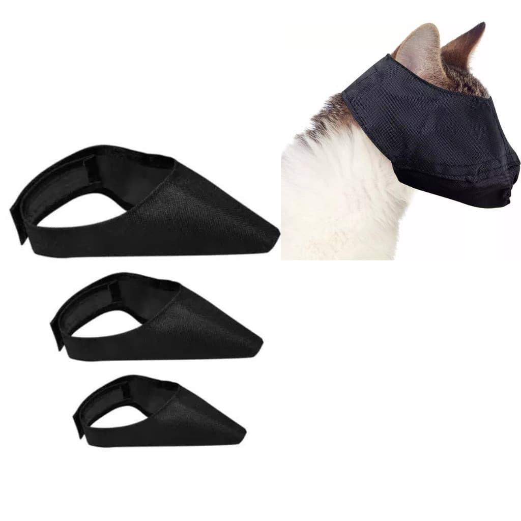 Kit Focinheira De Nylon Para Gatos   Nº1, N°2 e N°3 Com Velcro