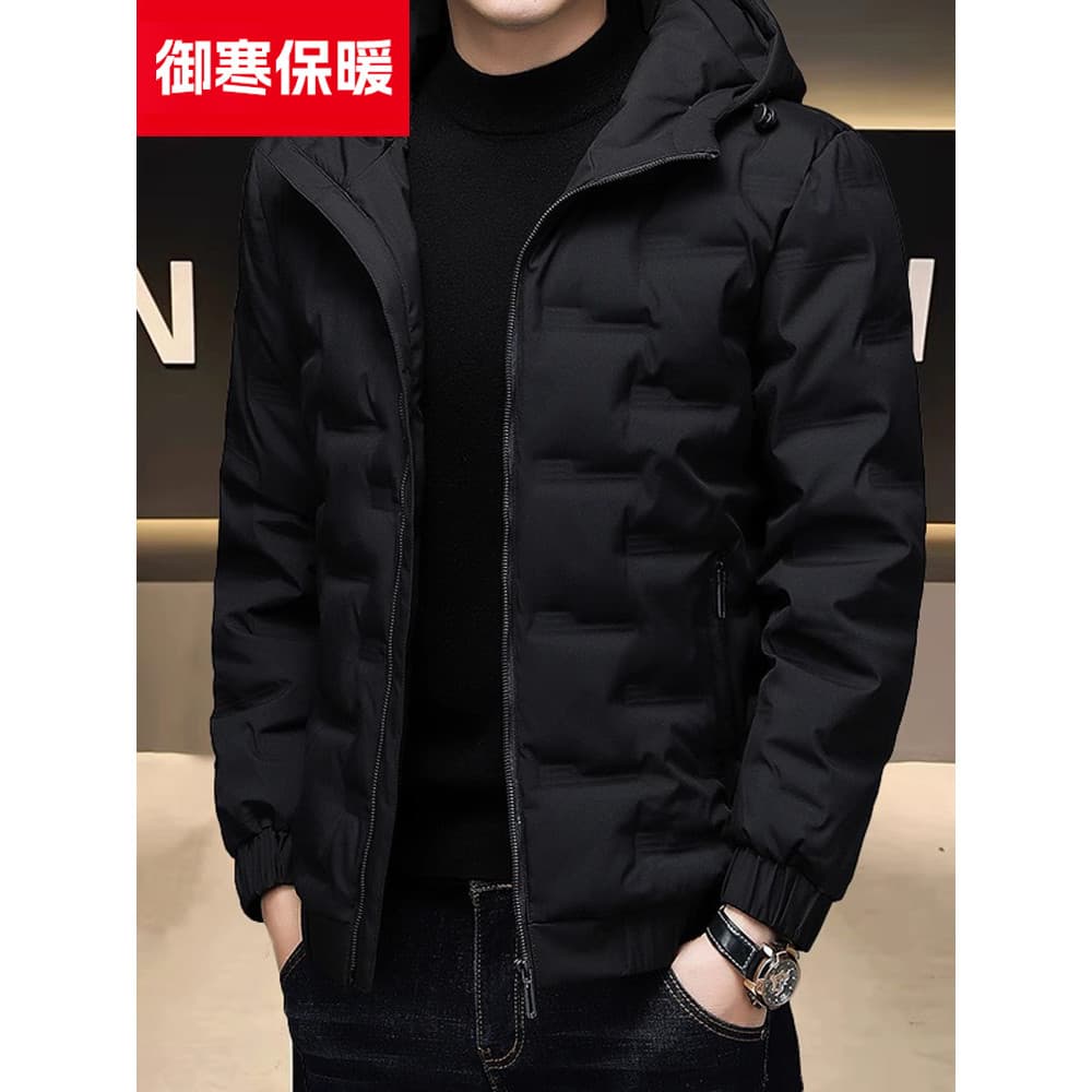 Jaqueta masculina inverno engrossado Casual na moda curto com capuz jaqueta de inverno leve quente pato branco para baix