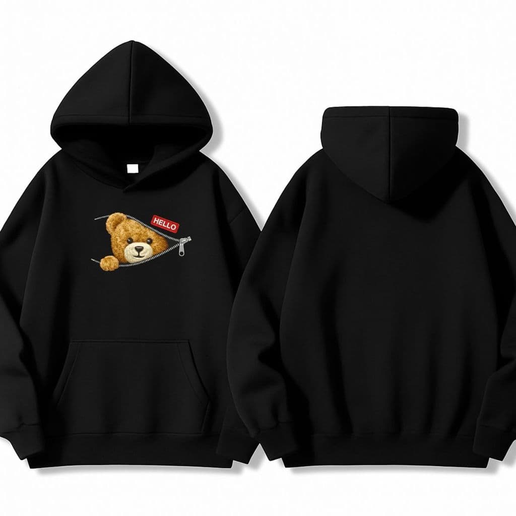 Moletom Liso Ziper Canguru Capuz Feminino