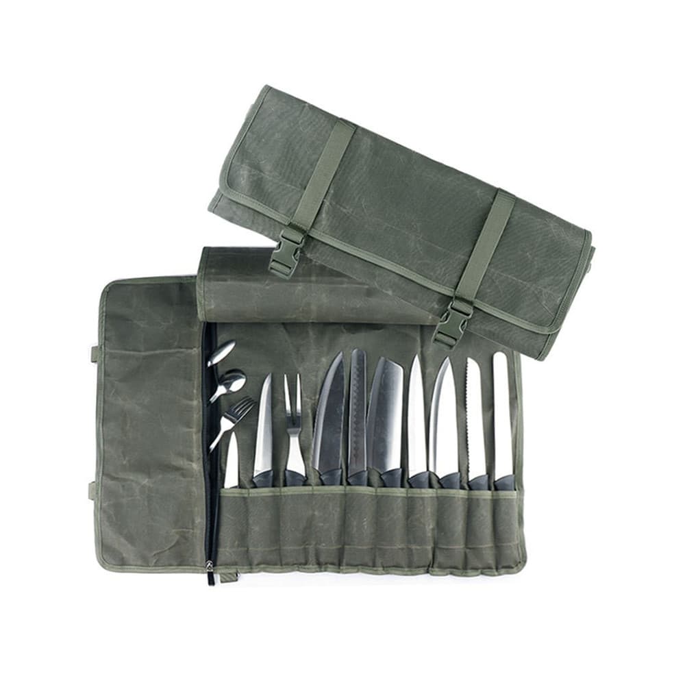 Bolsa multifuncional para faca de chef, lona, à prova d'água, resistente a arranhões, bolsa de armazenamento de faca de