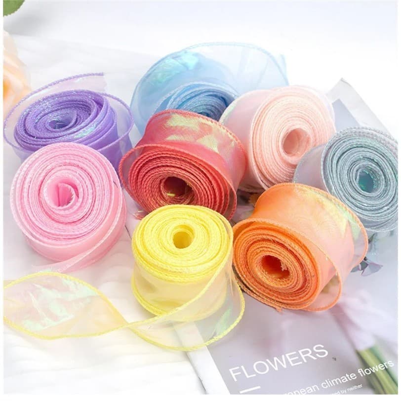 9M/Rolo Fitas De Casamento Fio Presente Para Embalagem De Flores Organza Fita Com Decorações De Festa De Natal Do Dia Da