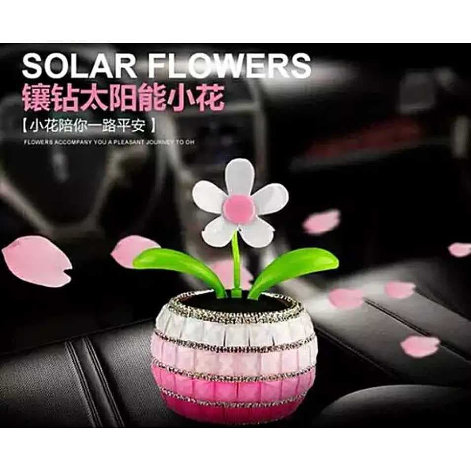 Criativo bonito balançando cabeça de cristal Solar maçã flor adesivo diamante ornamentos do carro decoração Interior do