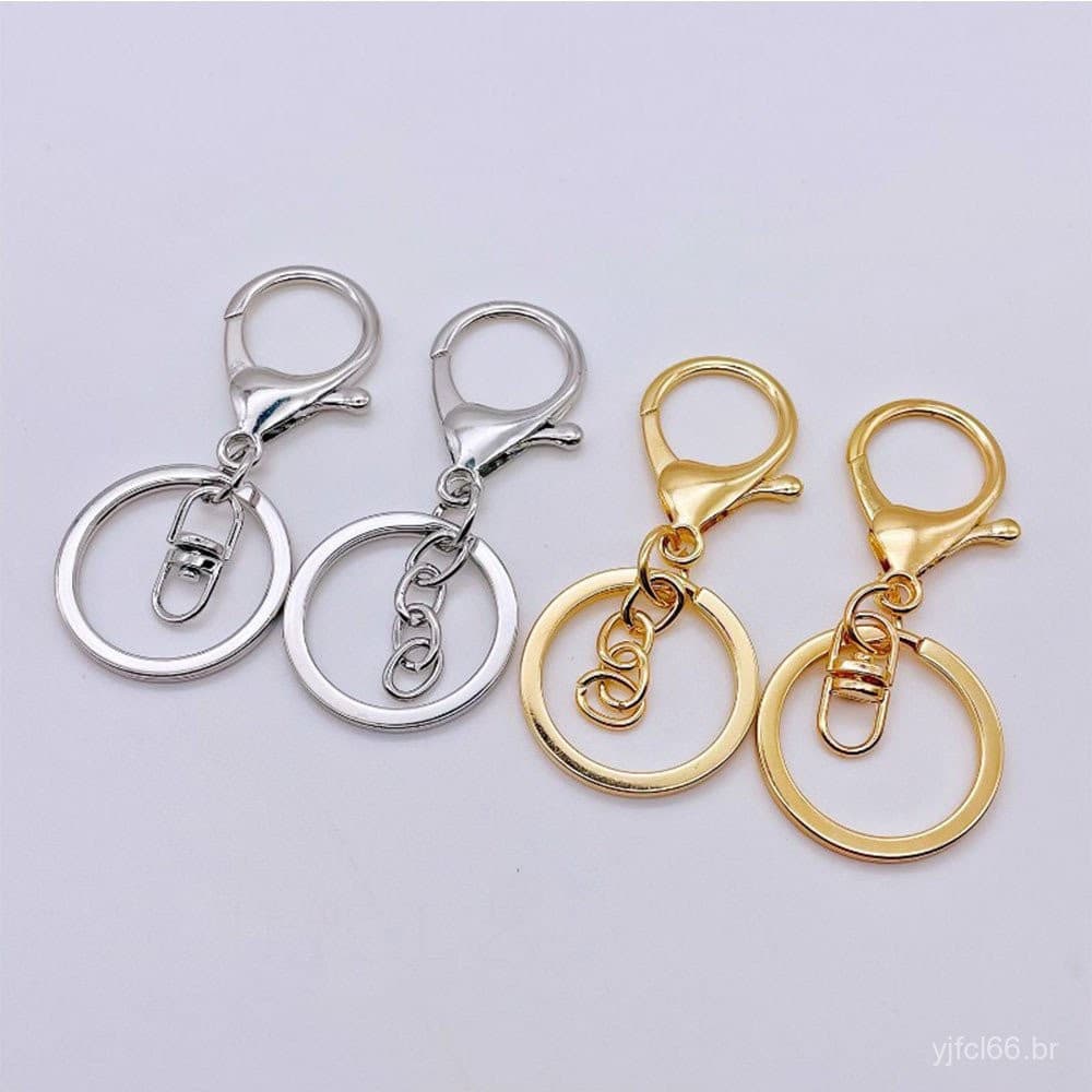 10 Peças de Ganchos de Chaveiro de 30mm com Clipes de Anel para Joias DIY Acessórios Feitos à Mão