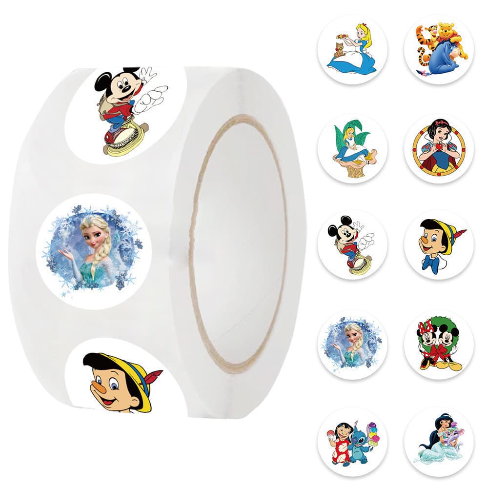 500 pcs 10 Imagens Adesivos Disney Cartoon Roll/Stickers Fita Adesiva BOUL DUIR