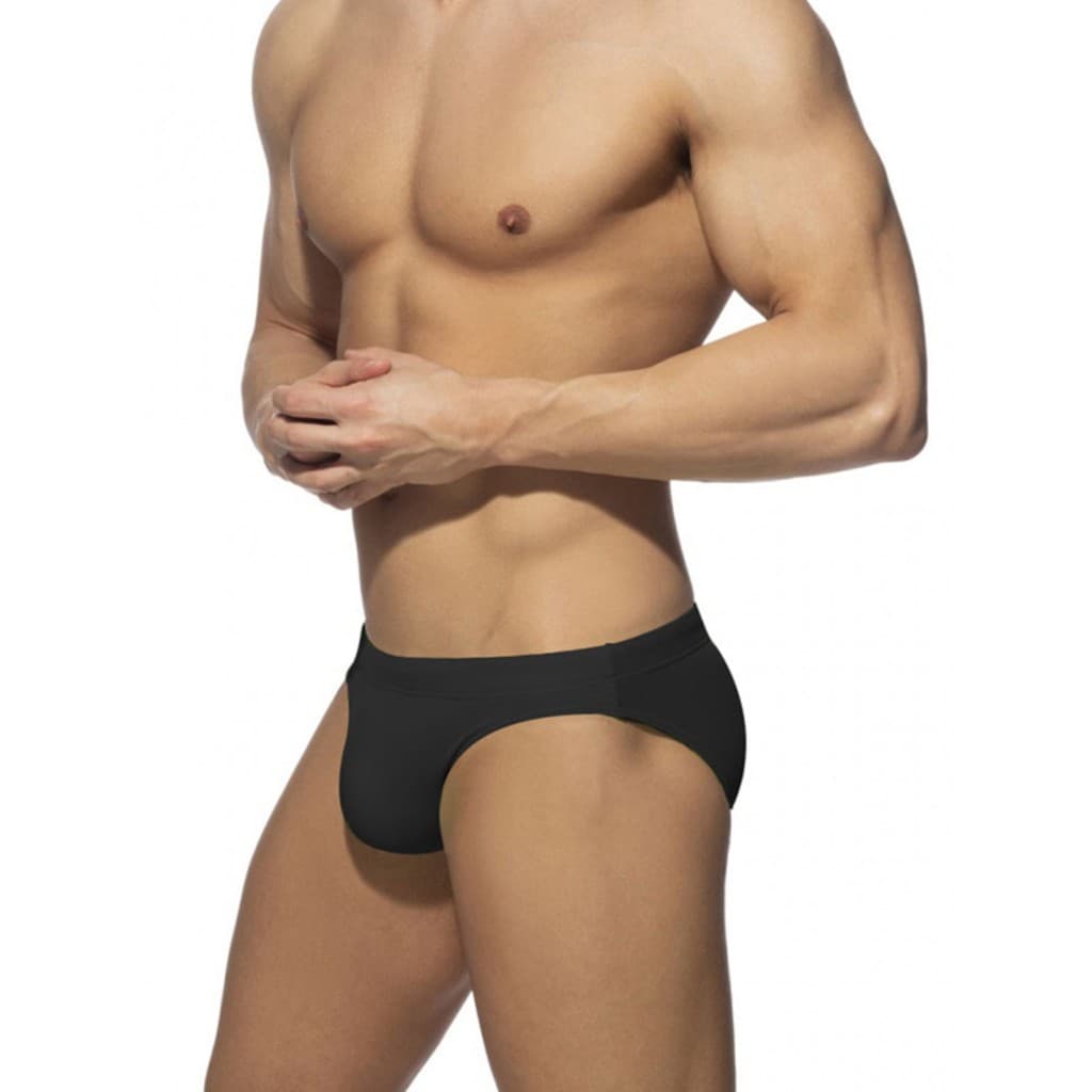 UXH Art Candicates Masculino Triângulo Preto Cintura Baixa Calção de Natação Calça Exibição Corporal Mostrando Figura Sl
