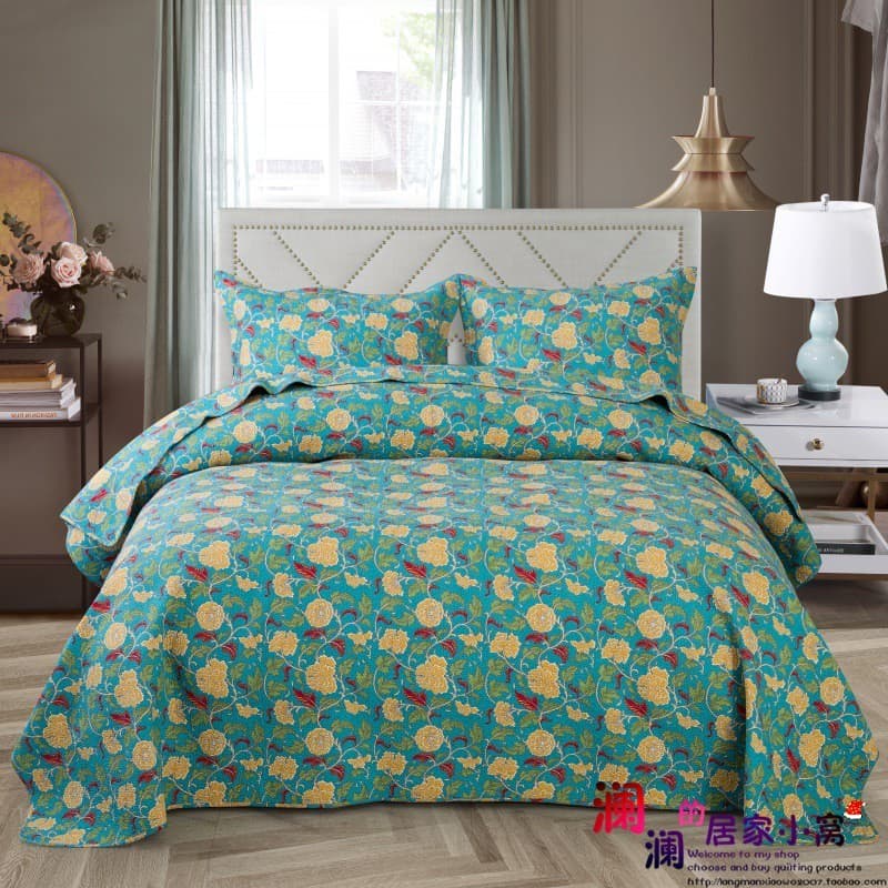 Capa de cama de algodão para exportação de comércio exterior estilo americano Conjunto de três peças Colcha acolchoada l