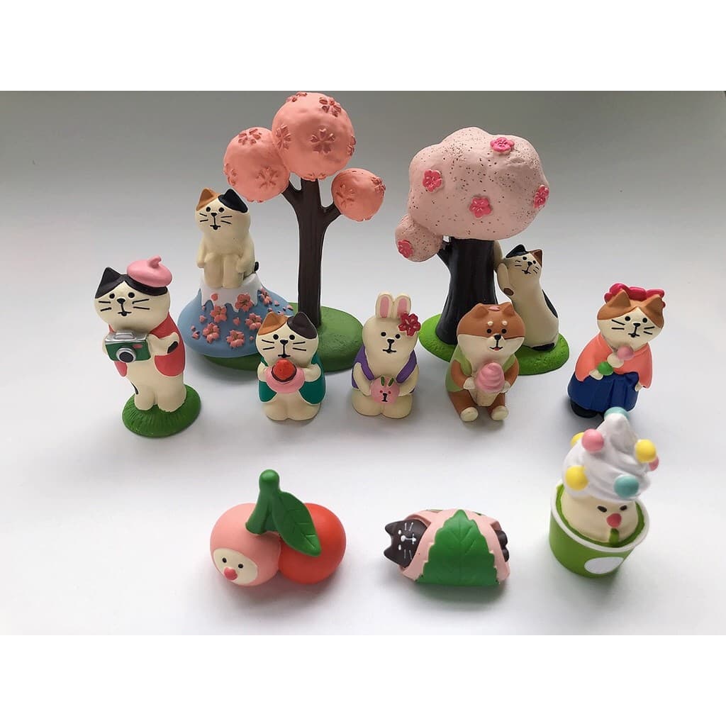 Japonês dos desenhos animados menina coração flor de cerejeira temporada gato Desktop Mini ornamentos cena tiro adereços