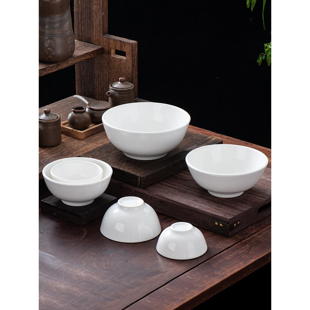 Tigela de macarrão branca chinesa de 6 polegadas, 27cm, 7 cerâmica, porcelana doméstica, porcelana branca, 4.5 tigela de