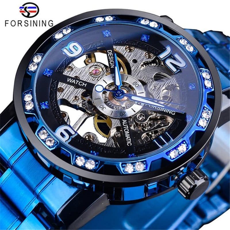 Relógio mecânico totalmente automático oco turbilhão único versão coreana luminosa moda tendência Wormhole conceito band