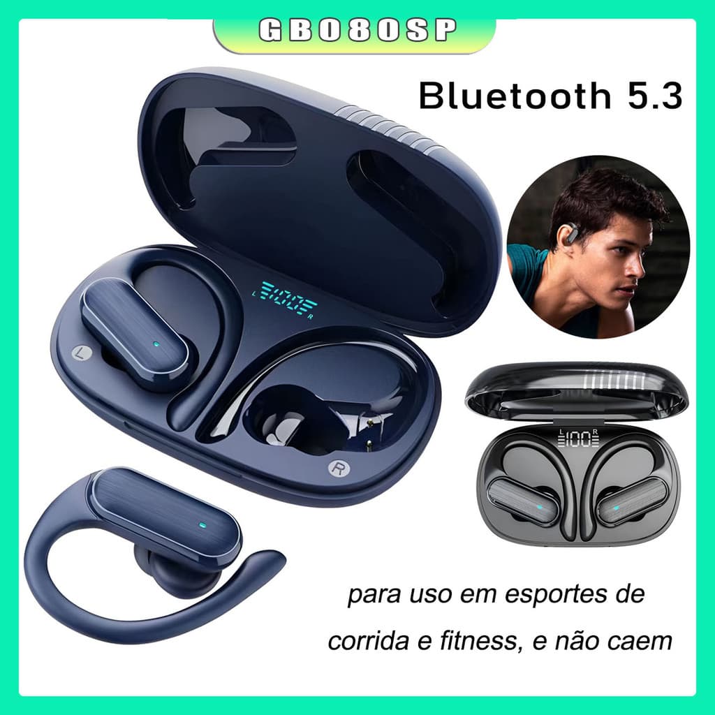 Fone Bluetooth Sem Fio Esportivo Com Gancho P/ Corrida Gancho Da Orelha headset Esportes Música Bluetooth 5.3
