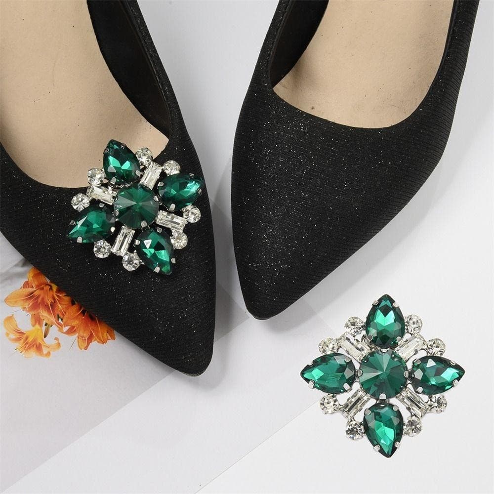 Fivela Charmosa PEONYQ , Clipes De Sapato De Metal Com Strass Brilhantes , Decoração Removível De Sapatos De Noiva De Cr