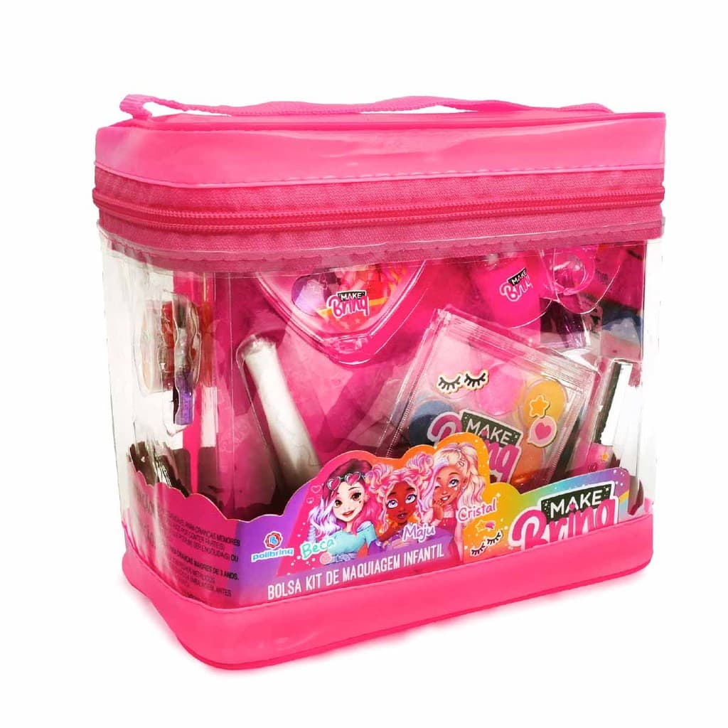 Kit Maquiagem Infantil MakeBrinq Necessaire G Rosa Anvisa