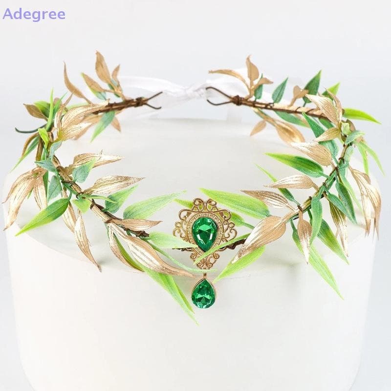 Adegree Simular Folhas De Árvore Fada Strass Artesanal Elfo Princesa Headpiece Floresta Casamento Flor Coroa Para Mulher