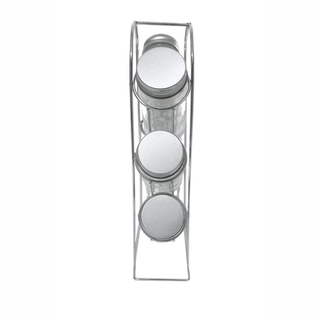 Conjunto Porta 6  Temperos Vidro e Suporte Inox  Aramado Cromado