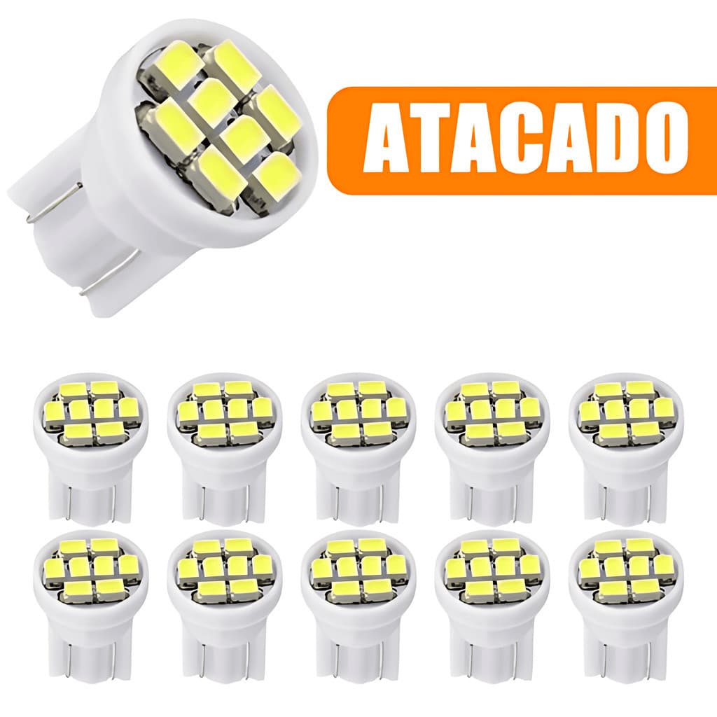 Kit 10 Lampada T10 8 Led W5w Verde 12v