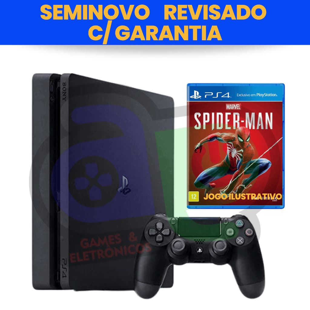 PS4 Slim 500GB Usado + 1 ou 2 Controle Original + Jogo Playstation 4