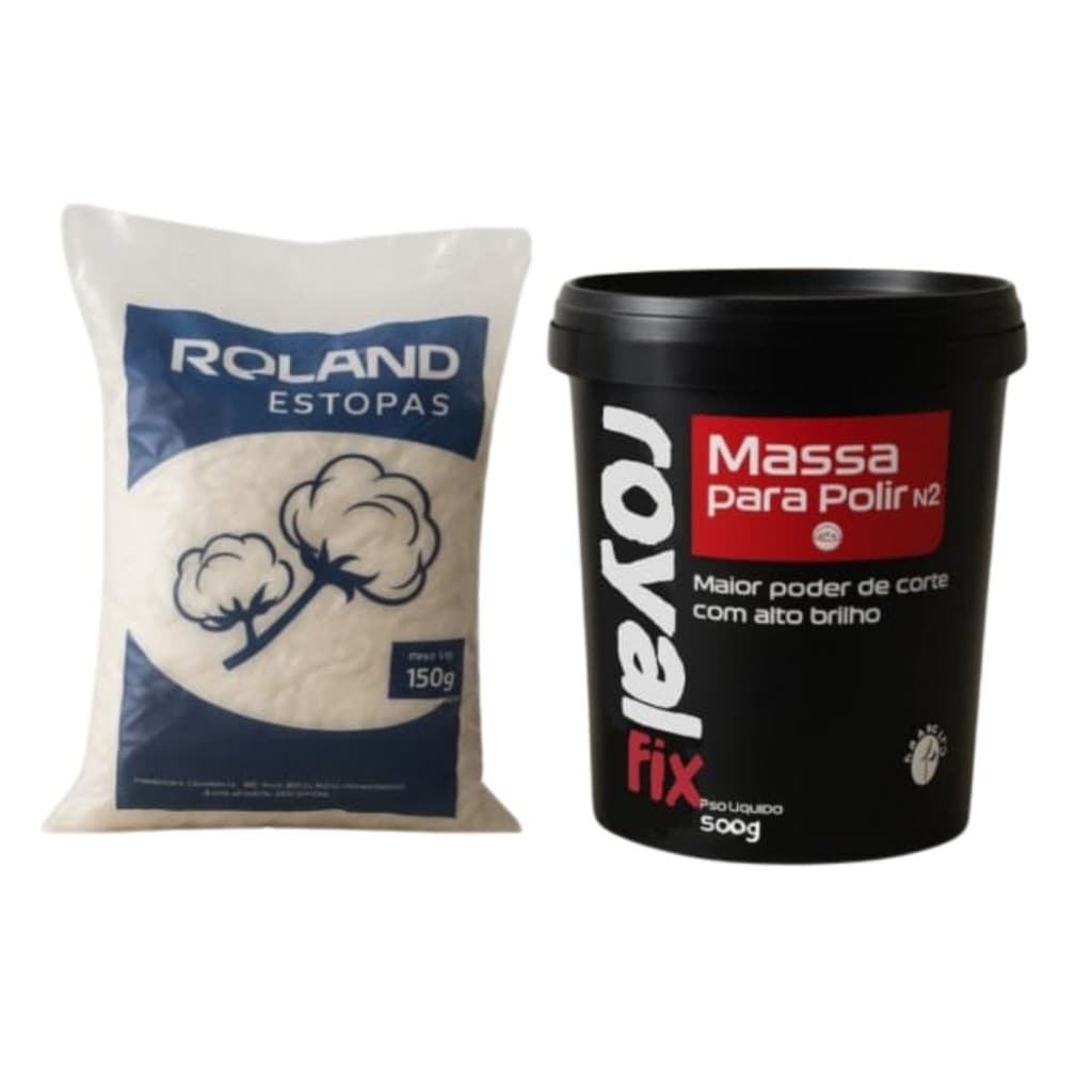 Kit Polimento Estopa 150g 100% algodão + Massa De Polir N°2 500g - KIT Profissional