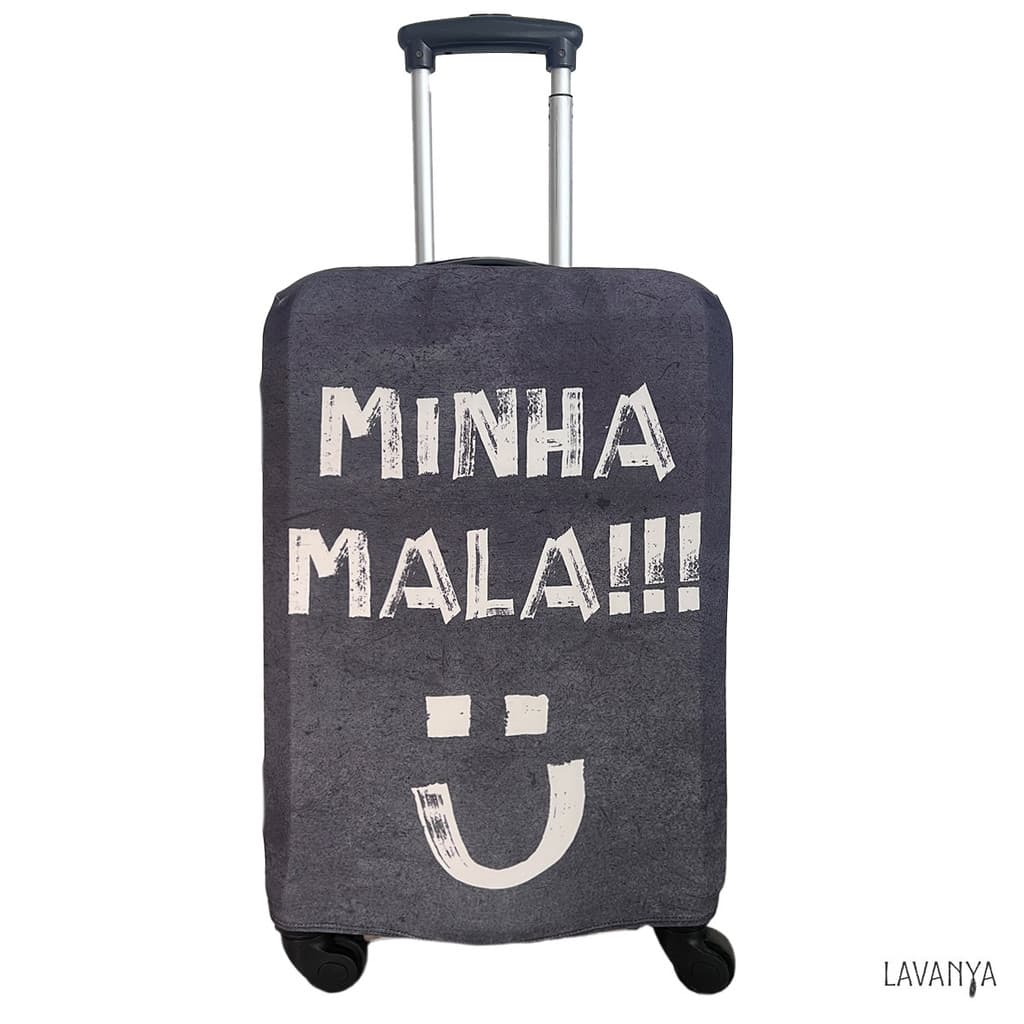 Capa de Mala Concreto escrito Minha Mala, 2 cores, suplex proteger a mala, estilosa na viagem