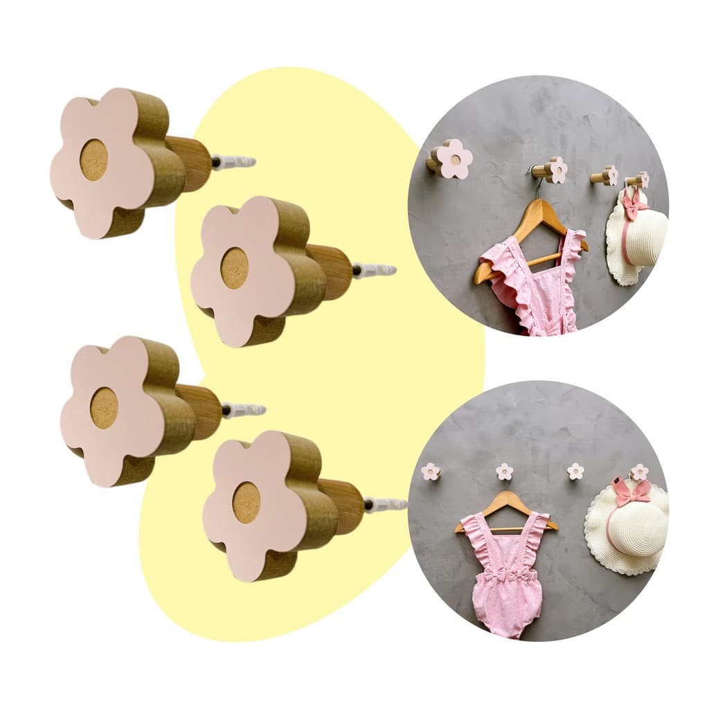4 Ganchos de parede flor infantil acessórios decoração bebê