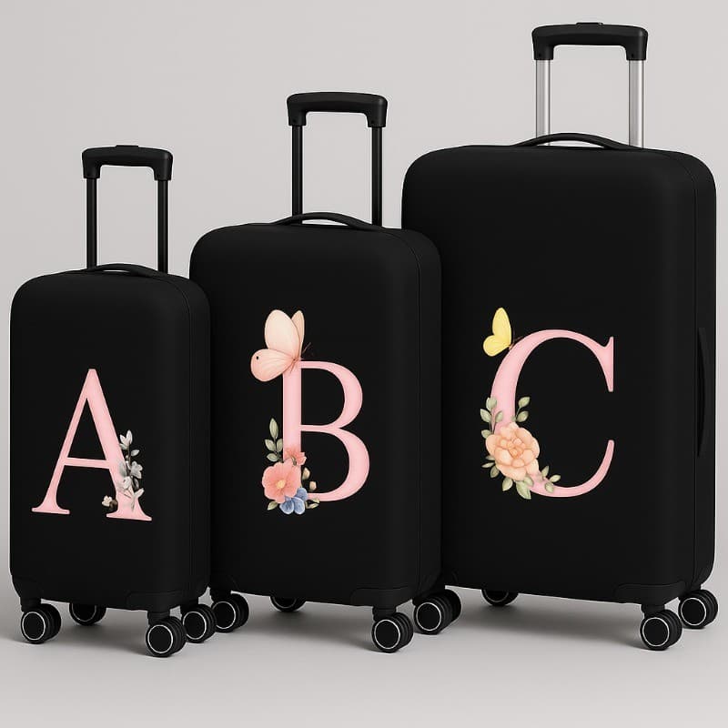 Capa Para Mala De Viagem Personalizada Inicial Nome Tecido Preto Premium Resistente Proteção