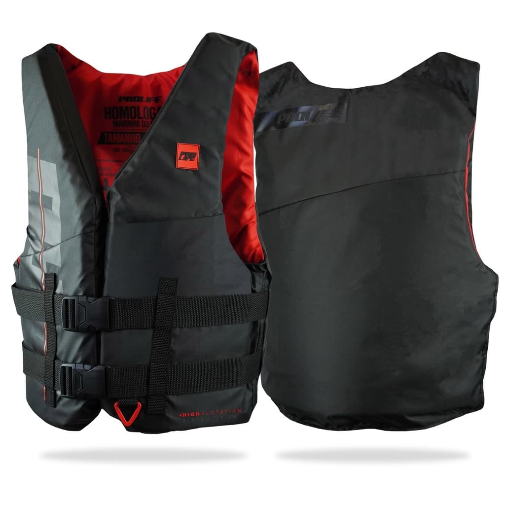 Colete Salva-Vidas Homologado N1 Black Edition Prolife Nylon Barco Pesca Lancha Edição Limitada