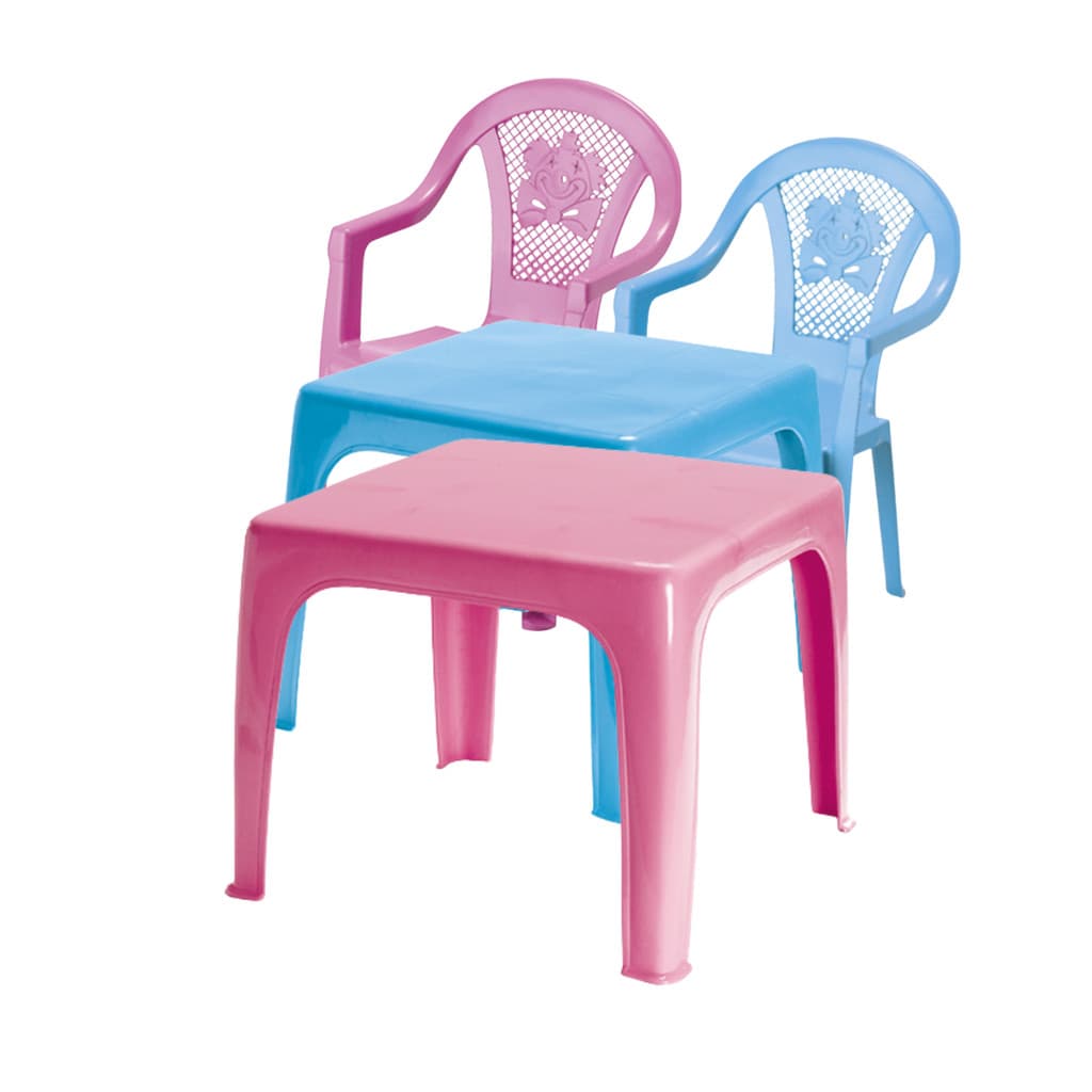 2 Mesinhas Kids Infantil Azul e Rosa 46x38Cm + 2 Cadeiras Poltroninha Azul e Rosa