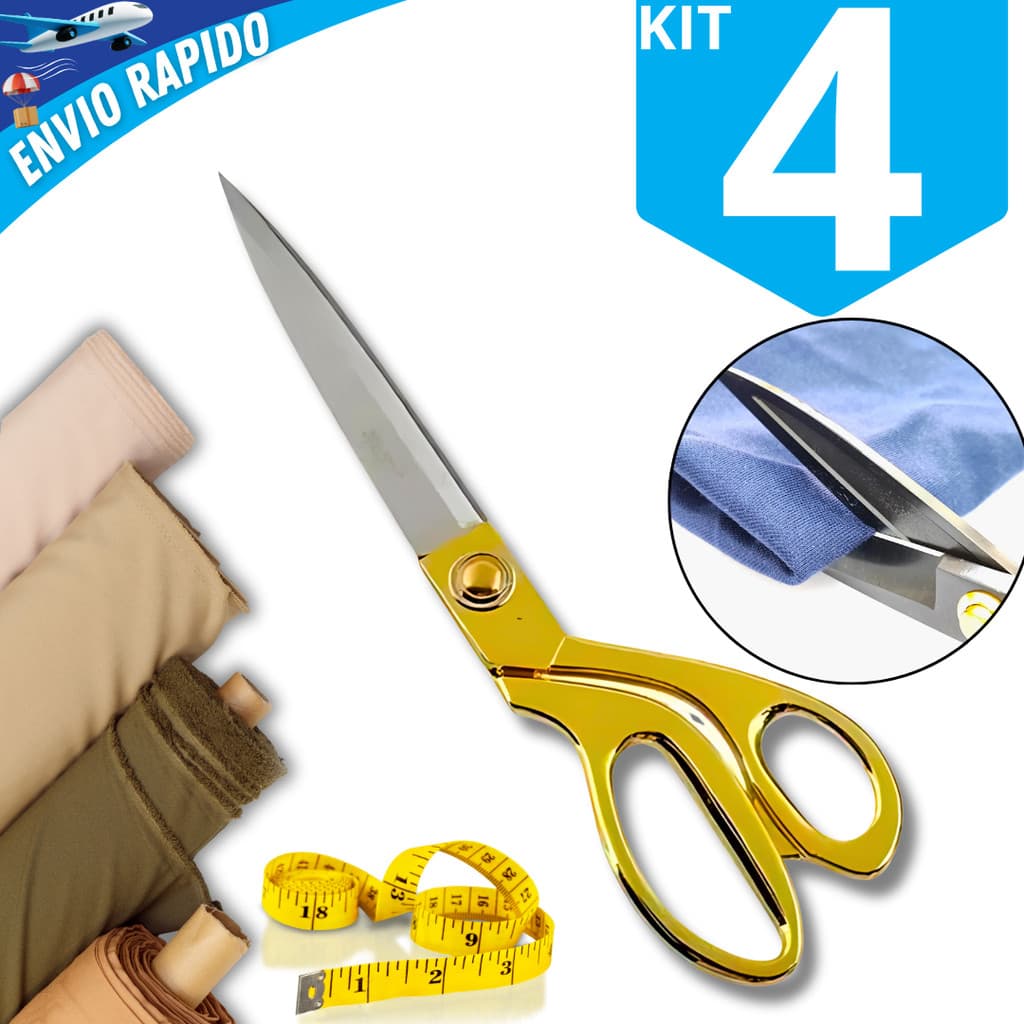 Kit 4 Tesouras de Costura 9,5 Alfaiate Profissional