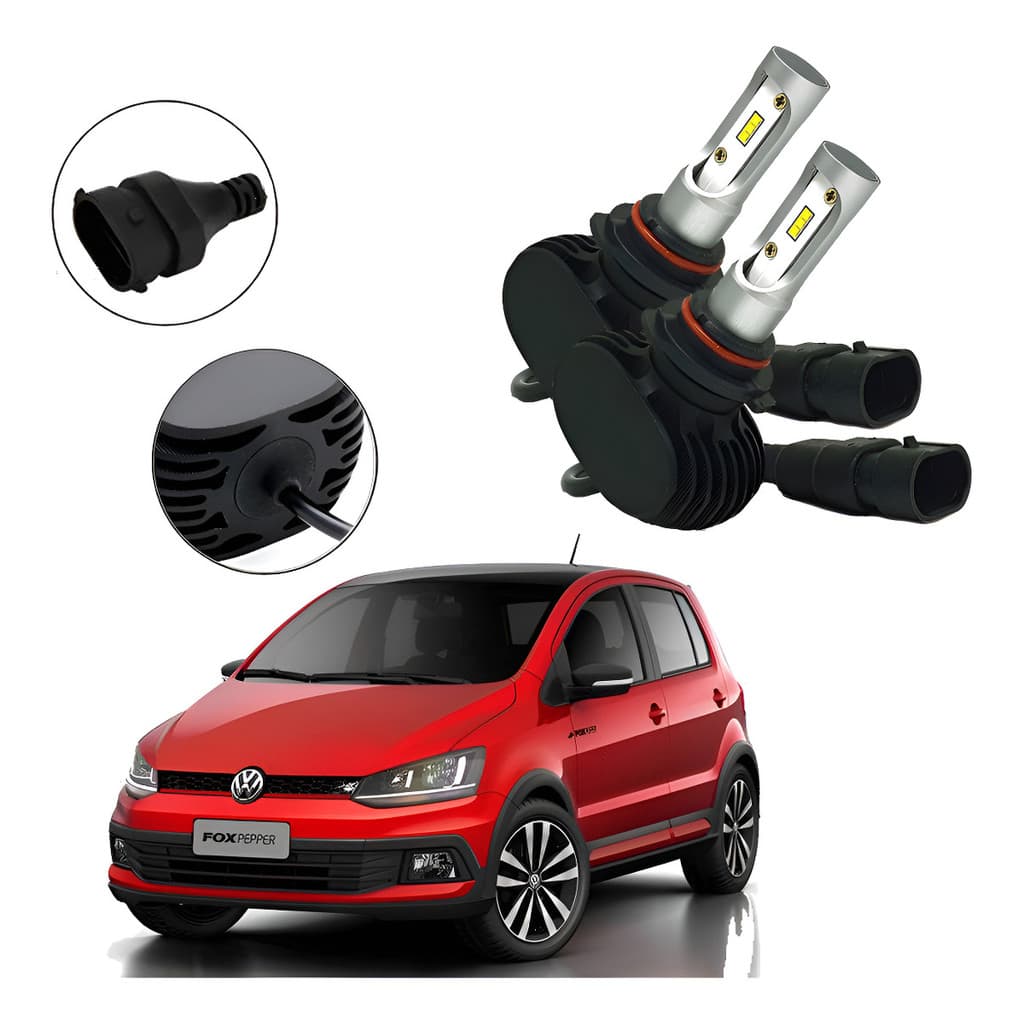 Kit Lâmpadas Ultra Led Farol Milha Fox 2015 2016 2017 Hb4 Prateado Branco-frio