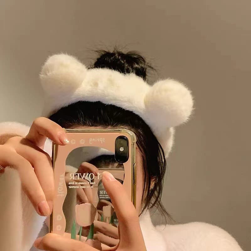 Tiara Orelha de Urso Pelúcia Faixa de Cabelo Macia Novidade