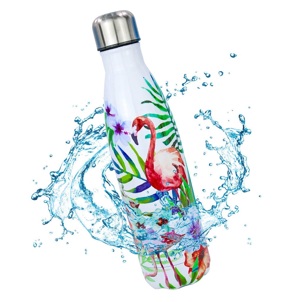 Garrafa Térmica Aço Inox com Estampa Flamingo 500ml